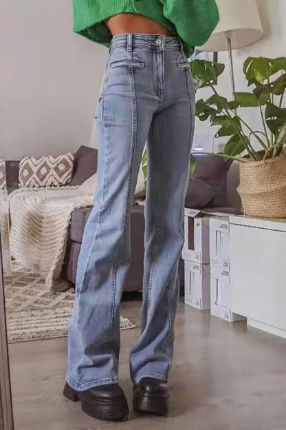 Retro Mid-Waist Flared Jeans