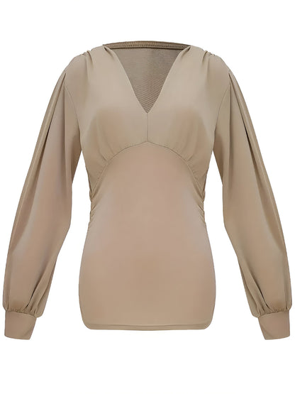 Caylee - Getailleerde Casual Blouse met Lantaarnmouwen