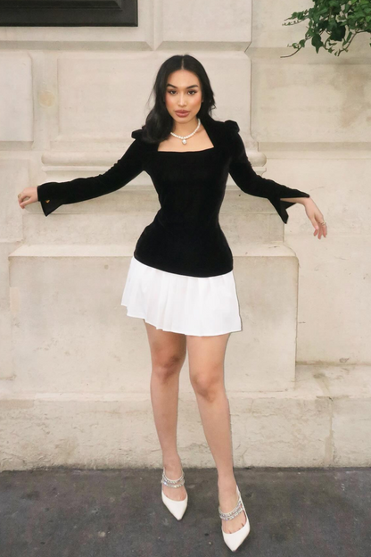 Alvarado Pearl Split Ruffle Skirt Set