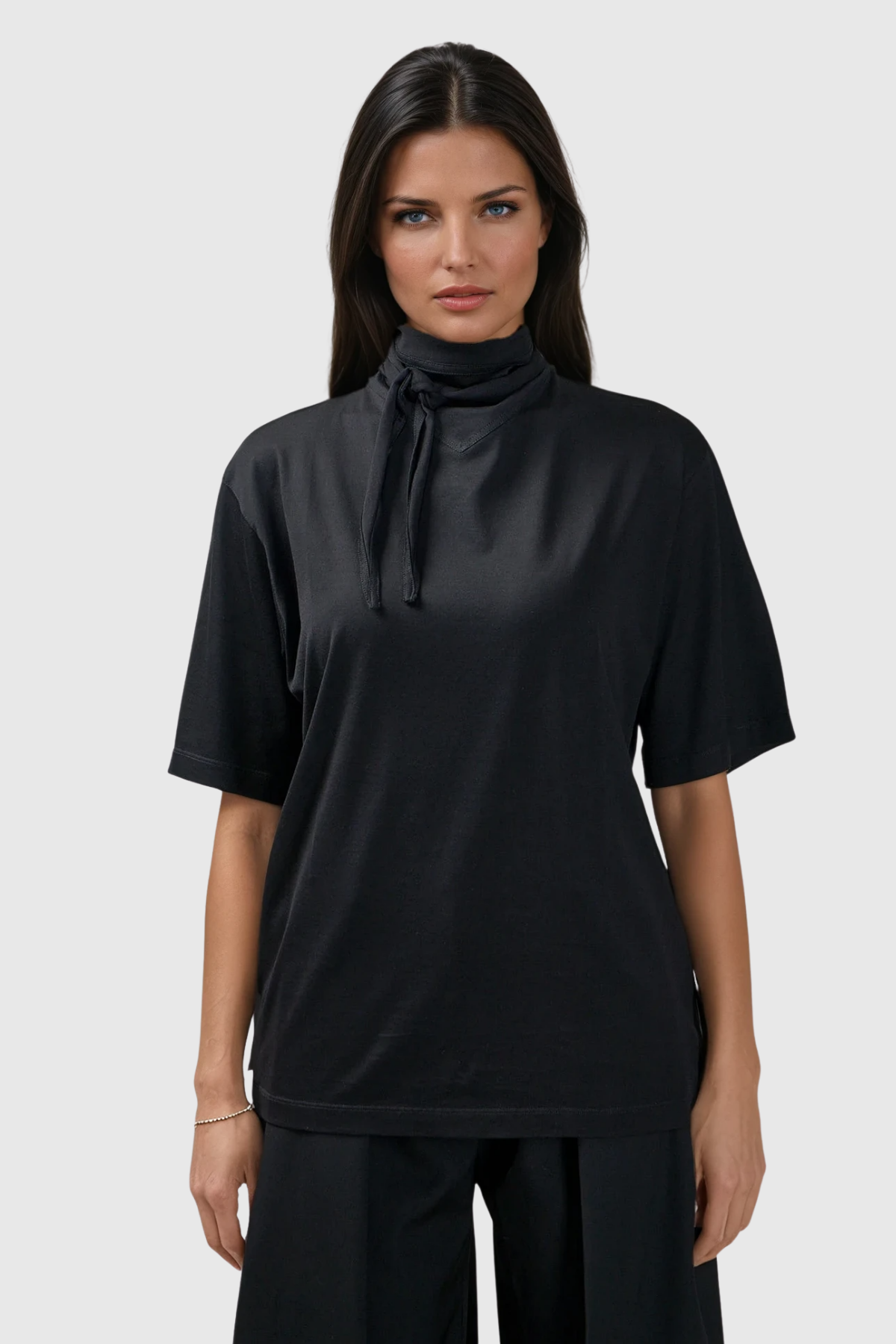 Callisto Lace Up Top In Black