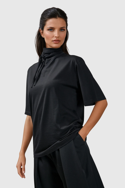 Callisto Lace Up Top In Black