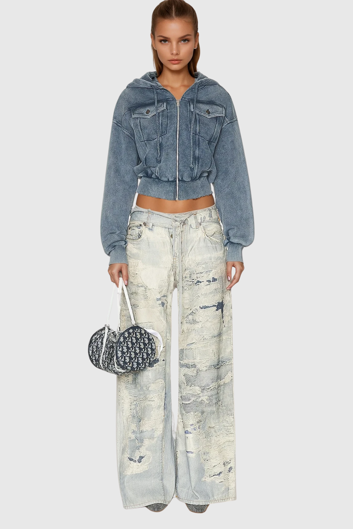 Calpurnia Print Bleached Jeans