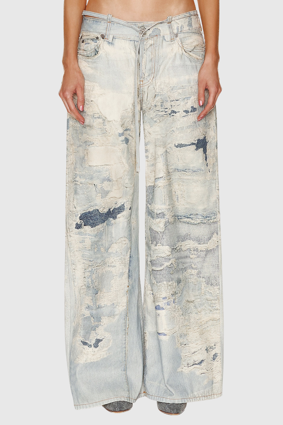 Calpurnia Print Bleached Jeans