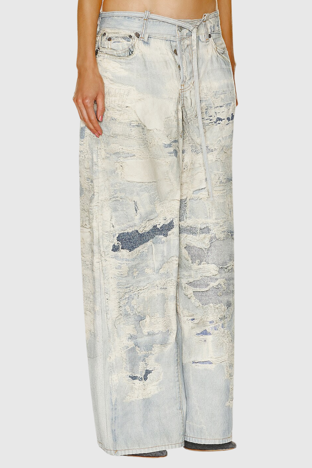 Calpurnia Print Bleached Jeans