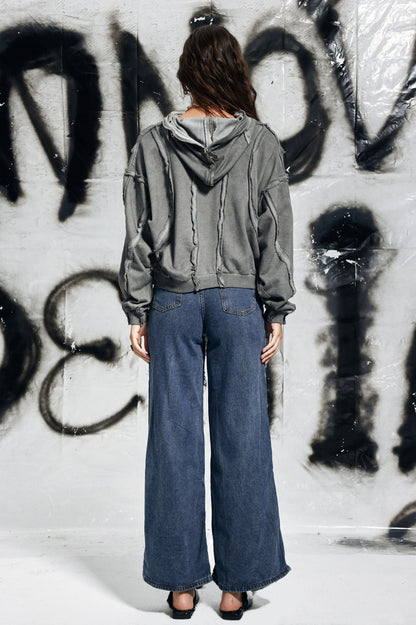 Campbell Torn Fringe Jeans In Blue