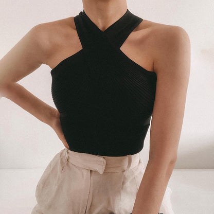 Geralie - Elegante Top met Gekruiste Band