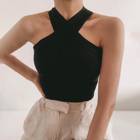 Geralie - Elegante Top met Gekruiste Band