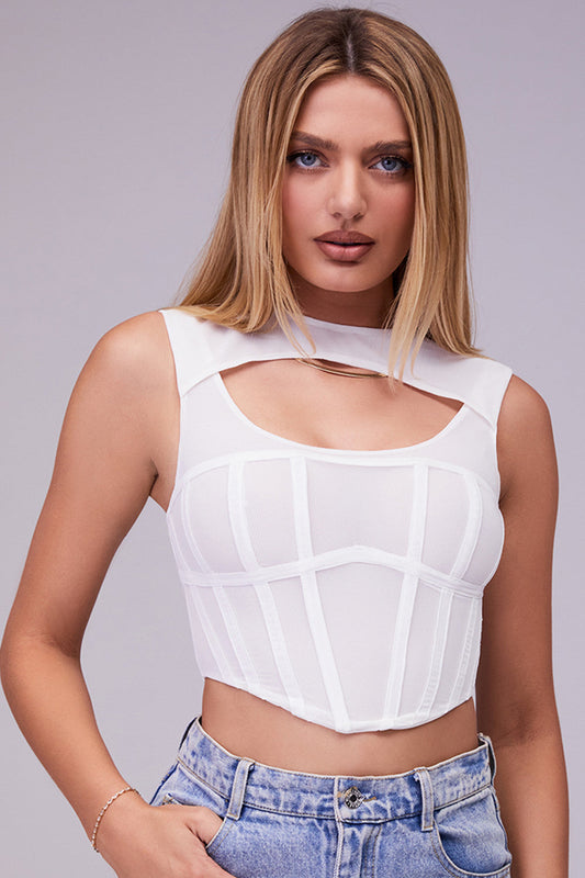 Helisara - Witte Mesh Cut-Out Korsettop