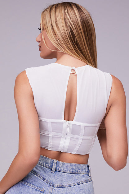 Helisara - Witte Mesh Cut-Out Korsettop