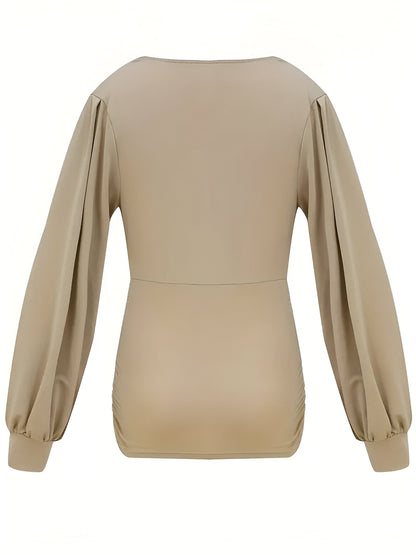 Caylee - Getailleerde Casual Blouse met Lantaarnmouwen