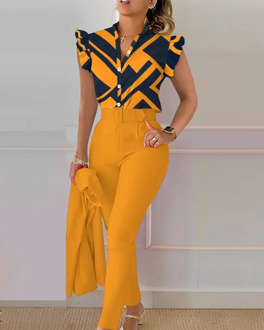Isabella | Two-piece set with frayed sleeves