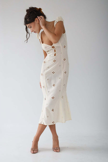 Ilsa | Vintage Embroidered Mid Dress for Women